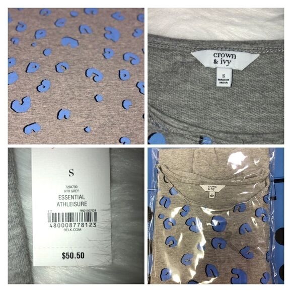 Crown and Ivy NWT Small Sweatshirt Leopard Spots - Picture 5 of 8